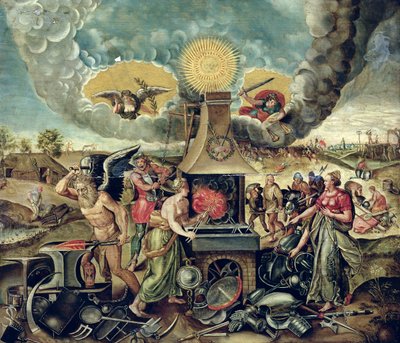 The Forges of Vulcan with Time Turning Weapons into Tools by Flemish School